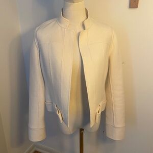Charles Nolan Cream Wool and Angora Blend Cropped Jacket Size 6